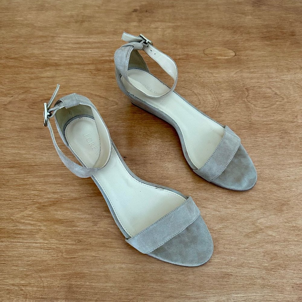 j crew wedge sandal • taupe suede • sz 9 • $128